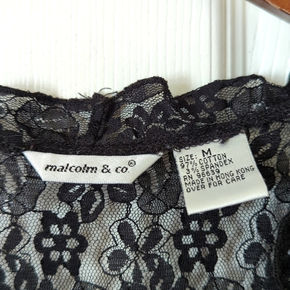 Malcolm & Co. 90's Vintage Whimsigoth Floral Lace Long Sleeve Blouse Black M - Picture 4 of 10